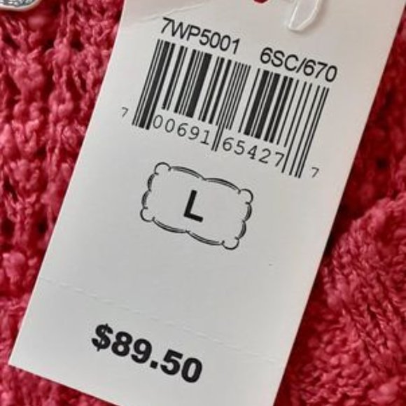 NWT, LUCKY BRAND, Coral Open Weave Knit Sweater Size Large - Picture 7 of 8